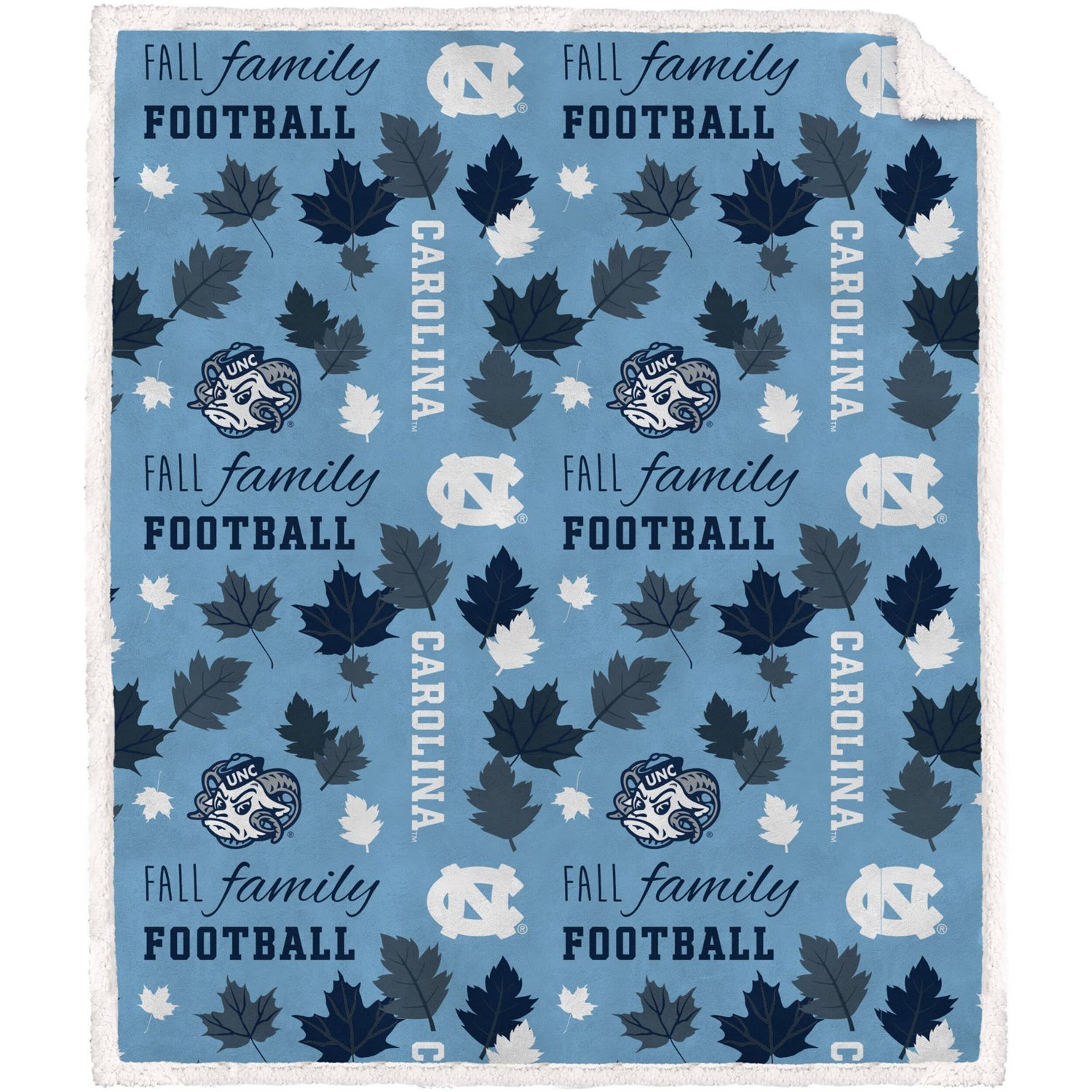 Pegasus North Carolina Tar Heels 60" x 70" Fall Family  Football Flannel Fleece Sherpa Blanket - view number 1